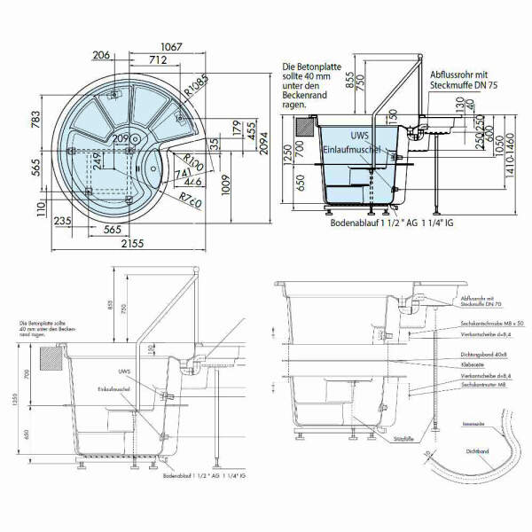 Sauna plunge pool Cold Dip Rondo 125