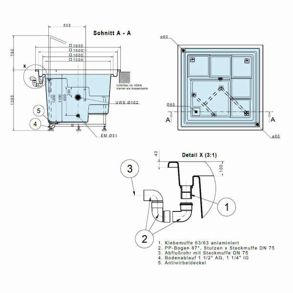 Plunge pool Karo 120 sea blue