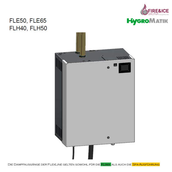 Steam generator FlexLine Spa electrode | Hygromatik fle50: 47.8-52.2 kg/h for 59.75-65.25 m³