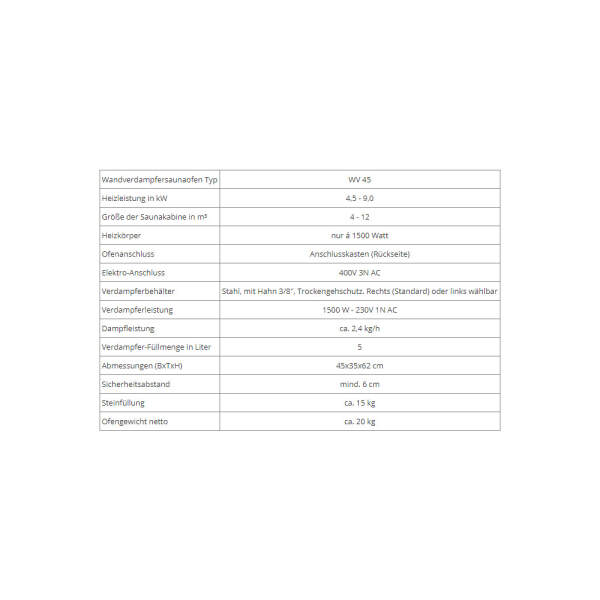 Bio-Saunaofen Wandmodell  4,5 - 9 kW | Ewald Lang W-therm