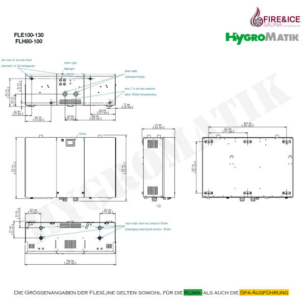 Dampfgenerator FlexLine Spa Heizkörper | Hygromatik FLH100: 91-108,6 kg/h für 113,75-135,75 m³