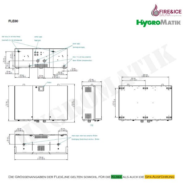 Dampfluftbefeuchter FlexLine Klima Elektrode | Hygromatik FLE80: 76,4-83,4 kg/h für 95,50-104,25 m³