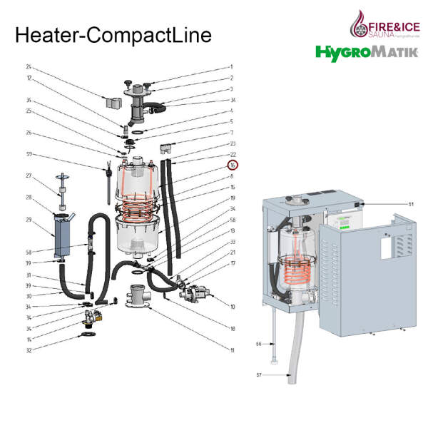 Dampfzylinderoberteil CY2, für Heizkörper-Dampfgeneratoren (B-3216046)