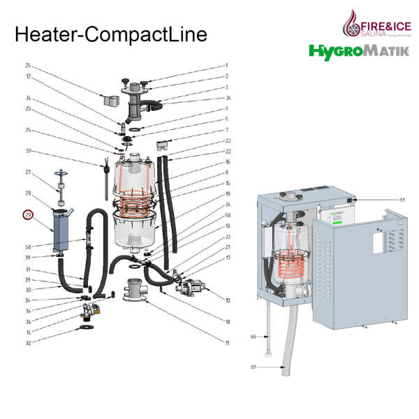 Level control cylinder, for steam generators (e-2504142)