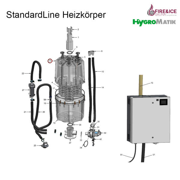 Steam cylinder 380-415 v for slh40 cy45 complete...