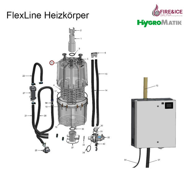 Steam cylinder 440-480 v for flh40/80 cy45 complete...