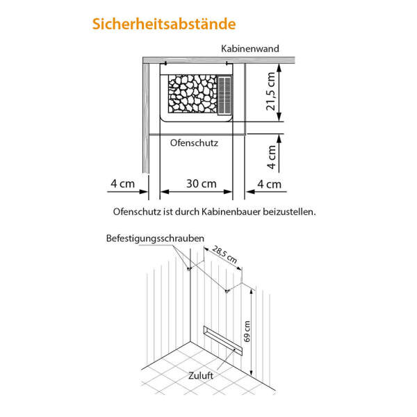 Sauna heater electric wall version | 3.0 kW | eos Mini