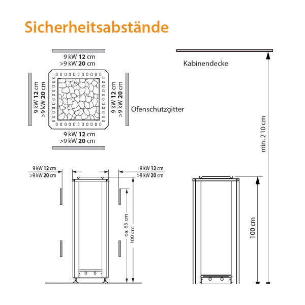 Sauna heater electric open | 9,0 - 18,0 kW | eos Saunadome ii