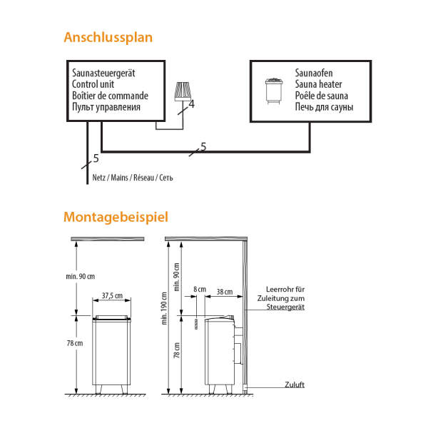 Saunaofen Elektro Standausführung | 6,0 - 9,0 kW | EOS ThermoTec S