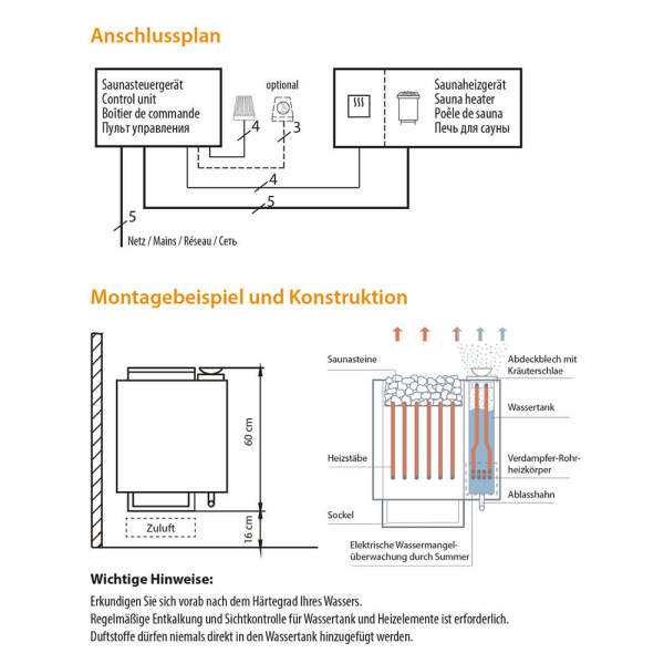 Bio-Saunaofen Wandausführung | 6,0 - 9,0 kW | EOS...