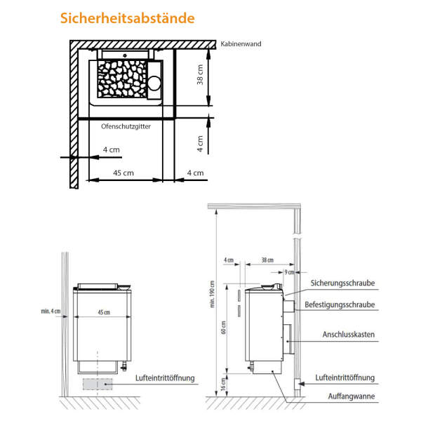 Bio-Saunaofen Wandausführung | 6,0 - 9,0 kW | EOS Bi-O Tec