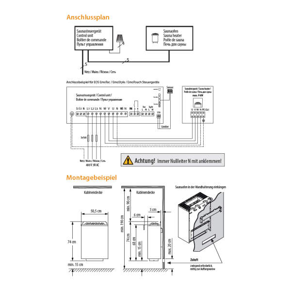 Saunaofen Elektro Wandmodell flach | 6,0 - 9,0 kW | EOS Gracil W