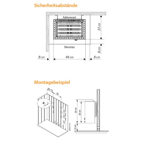 Saunaofen Elektro Wandausführung schwarz inkl. Steuerung | 9,0 kW | EOS Moment Control W