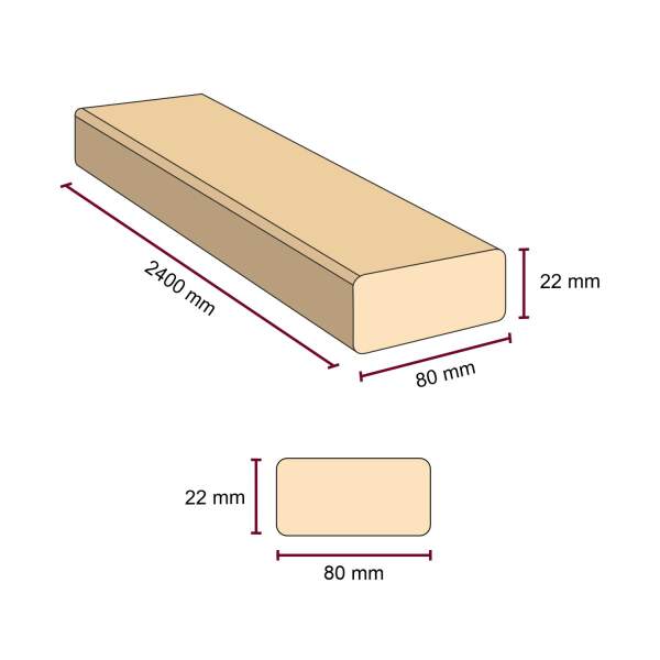 Sauna Banklatten Espe | gehobelt | 2400 mm x 22 mm x 80 mm