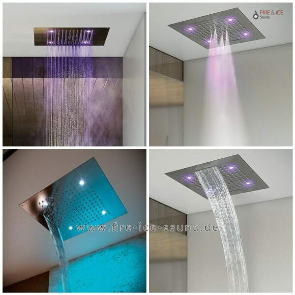 Chromed ceiling element consisting of: Tropical rain...