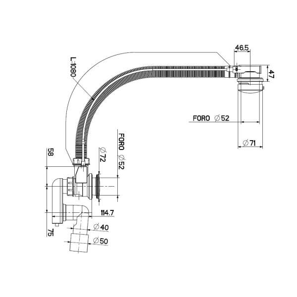 Drain set, for installation sauna plunge pool made of GRP plastic