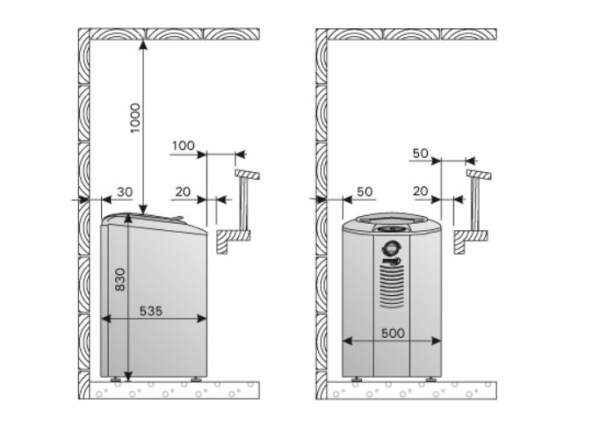 Sauna heater Forte af9, 9 kW, with control unit, color: steel