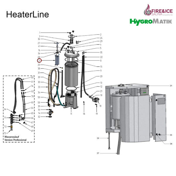 Steuerzylinder komplett, Niveausteuerung für Dampfgeneratoren (B-2504129)