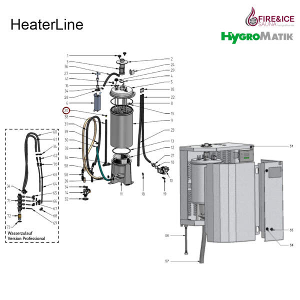 Handle socket of the drain hose for steam generators (e-2604064)