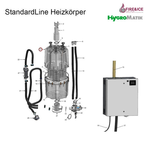 Dampfzylinder 208-240 V für SLH06 CY08 komplett (SP-03-01040)